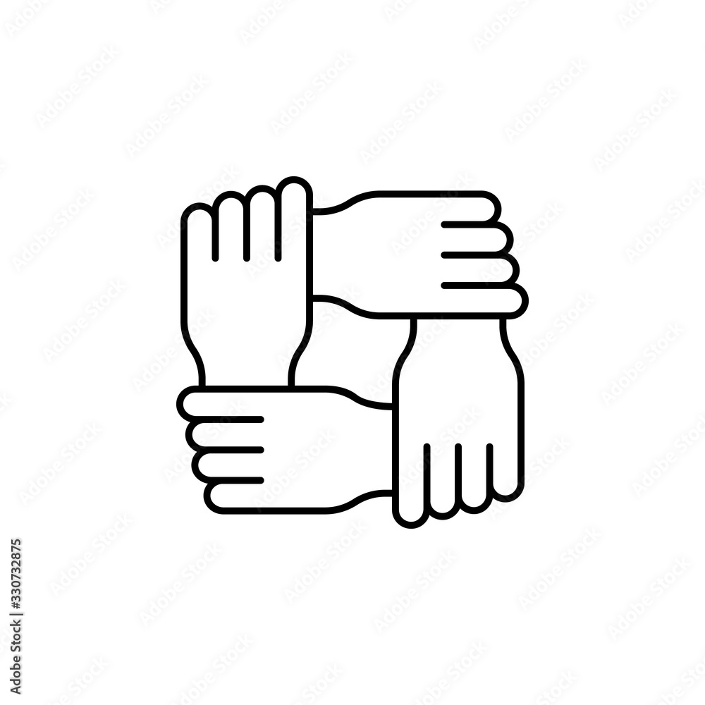 Poster hands, teamwork icon. simple line, outline vector elements of teamwork for ui and ux, website or mob