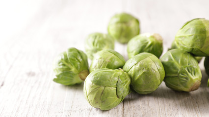 close up on raw brussels sprouts