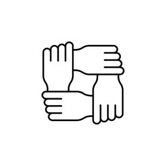 Hands, teamwork icon. Simple line, outline vector elements of teamwork for ui and ux, website or mobile application