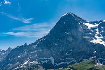 Fototapeta na wymiar Switzerland, Panoramic view on Eiger, Monch and Jungfraujoch