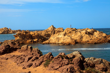 Cala Pregonda, Menorca / Spain - June 23, 2016: Cala Pregonda Biosphere Reserve area view, Menorca, Balearic Islands, Spain