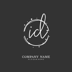 Handwritten initial letter I D ID for identity and logo. Vector logo template with handwriting and signature style.