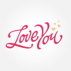 Fototapeta na wymiar 'Love You' handmade lettering