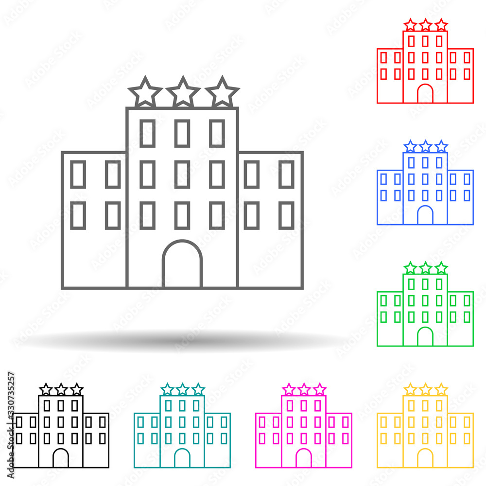 Poster three star hotel multi color style icon. simple thin line, outline vector of web icons for ui and ux