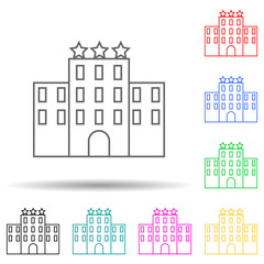 Obraz premium three star hotel multi color style icon. Simple thin line, outline vector of web icons for ui and ux, website or mobile application