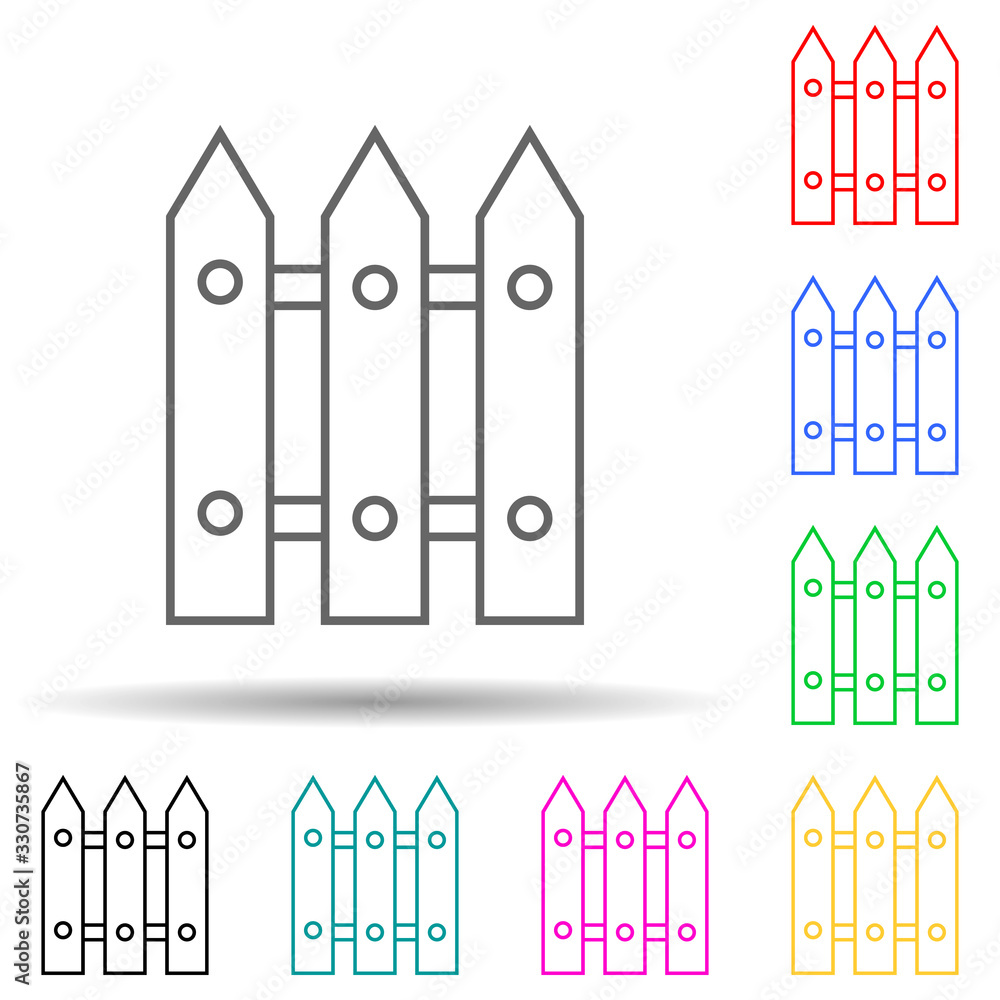 Poster garden fence multi color style icon. simple thin line, outline vector of web icons for ui and ux, we