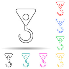 crane hook multi color style icon. Simple thin line, outline vector of web icons for ui and ux, website or mobile application