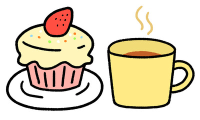 マグカップとケーキ　カフェ