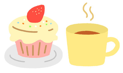 マグカップとケーキ　カフェ