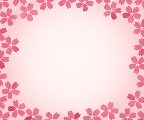 バナー背景（300：250）手描き風の桜（濃紅）