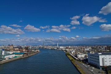 Fototapeta na wymiar Scenery of industrial area in Osaka.