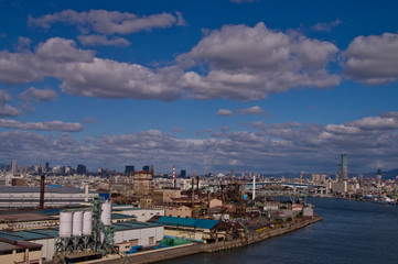 Fototapeta premium Scenery of industrial area in Osaka.