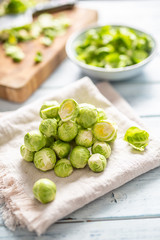 Fresh raw brusseles sprouts on napkin - Close-up