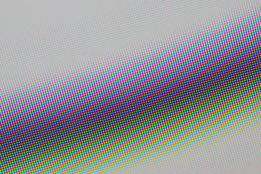 Computer monitor RGB pixels with arrows shape diagonal selective focus