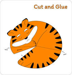 Cut and Glue Worksheet - Sleeping Animals - Tiger