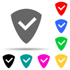 sign shield with a tick multi color style icon. Simple thin line, outline vector of web icons for ui and ux, website or mobile application
