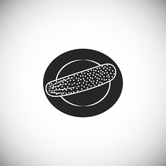 Black icon of cucumber on a plate. Vegetable food.