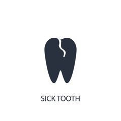 Sick tooth icon. Simple medicine element illustration.