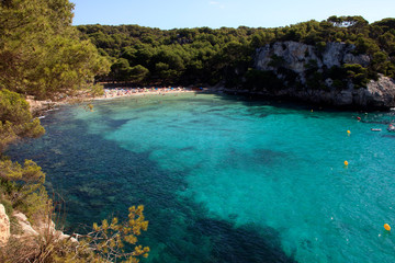 Macarella, Menorca / Spain - June 25, 2016: Cala Macarella bay, Menorca, Balearic Islands, Spain