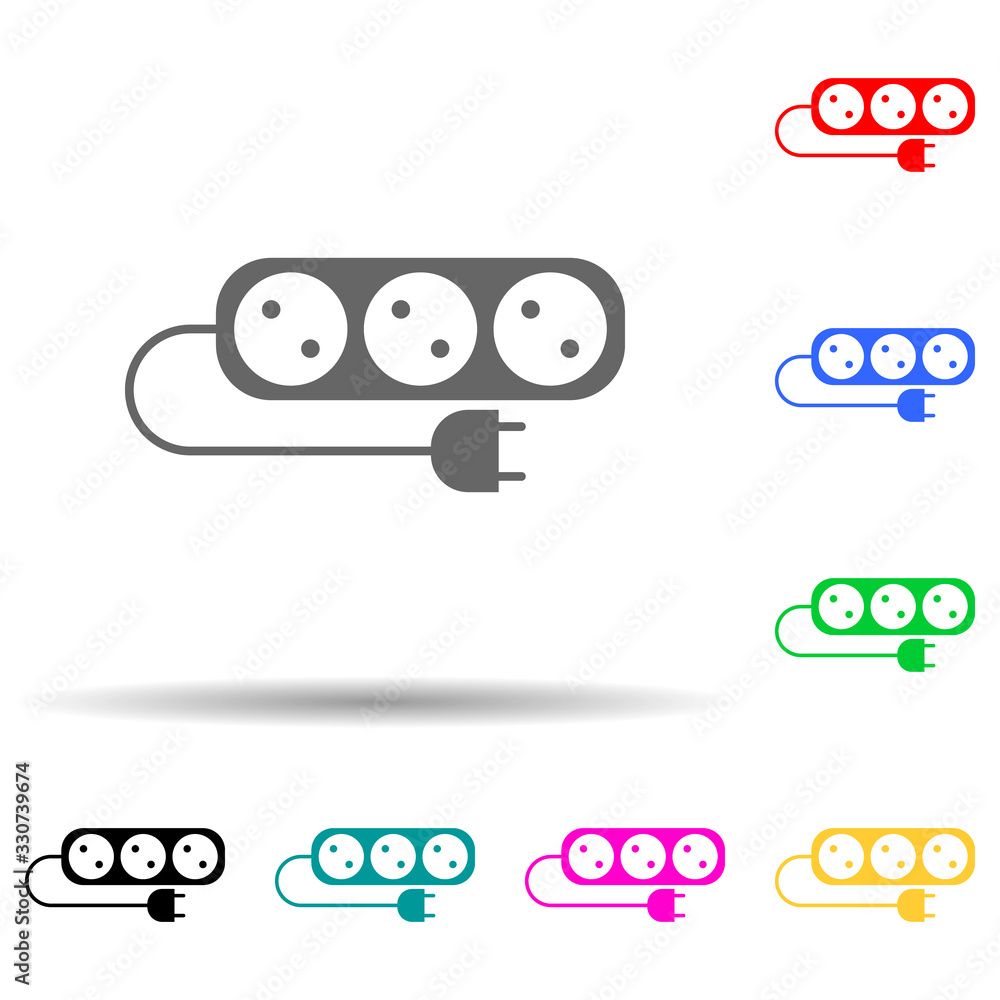 Poster electric outlet multi color style icon. simple thin line, outline vector of web icons for ui and ux,
