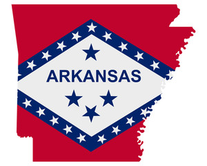 Fahne in Landkarte von Arkansas