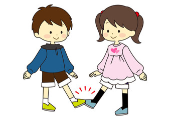 People greeting with feet and feet