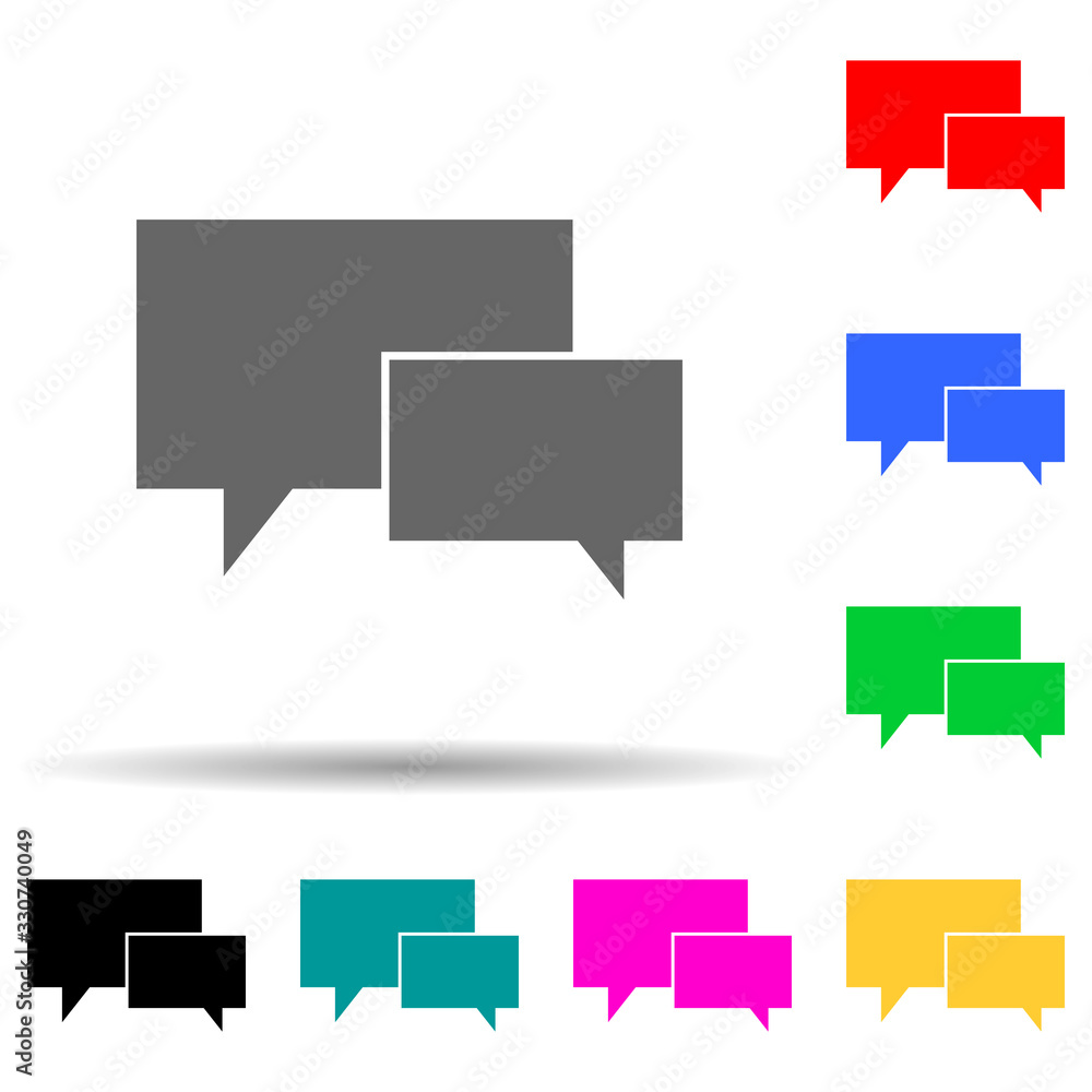 Poster bubble of communication exclamations multi color style icon. simple thin line, outline vector of web
