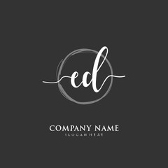 Handwritten initial letter E D ED for identity and logo. Vector logo template with handwriting and signature style.