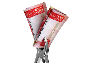 Dentist Pliers And Banknotes