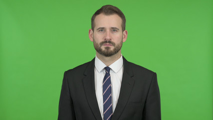 The Young Businessman looking in Camera against Chroma Key