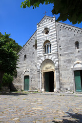Fototapeta na wymiar Portovenere ( SP ), Italy - April 15, 2017: Church of San Lorenzo, Portovenere, gulf of Poets, Cinque Terre, La Spezia, Liguria, Italy