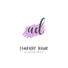 Handwritten initial letter A D AD for identity and logo. Vector logo template with handwriting and signature style.