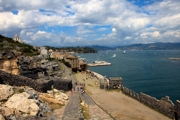 Portovenere (SP), Italy - April 15, 2017: Wiew of Portovenere, gulf of Poets, Cinque Terre, La...