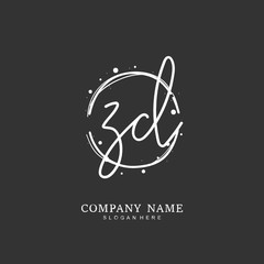  Handwritten initial letter Z D ZD for identity and logo. Vector logo template with handwriting and signature style.