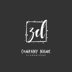  Handwritten initial letter Z D ZD for identity and logo. Vector logo template with handwriting and signature style.