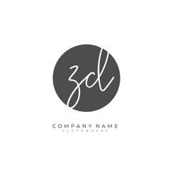  Handwritten initial letter Z D ZD for identity and logo. Vector logo template with handwriting and signature style.