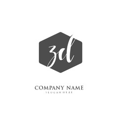  Handwritten initial letter Z D ZD for identity and logo. Vector logo template with handwriting and signature style.