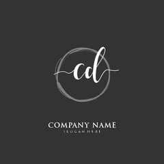  Handwritten initial letter C D CD for identity and logo. Vector logo template with handwriting and signature style.