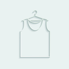 paper  Tshirt icon   on the hanger. dress vector icon. clothing icon dress 