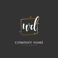 Handwritten initial letter W D WD for identity and logo. Vector logo template with handwriting and signature style.