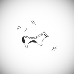 Black icon of ancient Greek pottery animal. Simple line horse and pictograms.