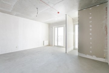 interior of the apartment without decoration in gray colors