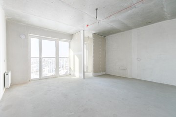 interior of the apartment without decoration in gray colors