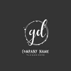 Handwritten initial letter G D GD for identity and logo. Vector logo template with handwriting and signature style.