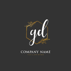 Handwritten initial letter G D GD for identity and logo. Vector logo template with handwriting and signature style.