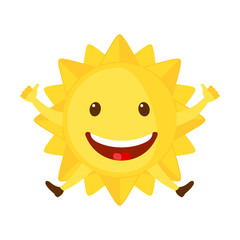 Funny Sun icon in flat style isolated on white background.