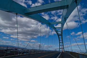 Fototapeta premium Scenery of Senbonmatsuohashi River Bridge in Osaka,Japan.