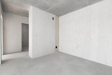 interior of the apartment without decoration in gray colors