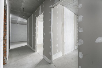 interior of the apartment without decoration in gray colors