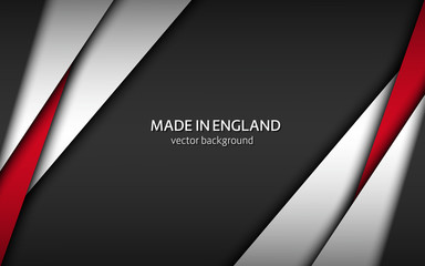 Made in England, modern vector background with English colors, overlayed sheets of paper in English colors, abstract widescreen background